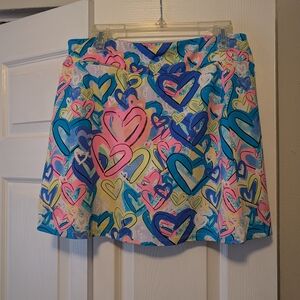 Lulu-B Blue and Pink Heart Mini Skirt